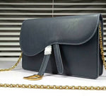 DIOR SADDLE CALFSKIN LEATHER CLUTCH DARK BLUE D66201