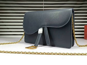 DIOR SADDLE CALFSKIN LEATHER CLUTCH DARK BLUE D66201