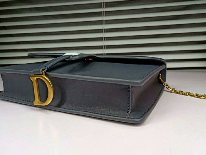 DIOR SADDLE CALFSKIN LEATHER CLUTCH DARK BLUE D66201