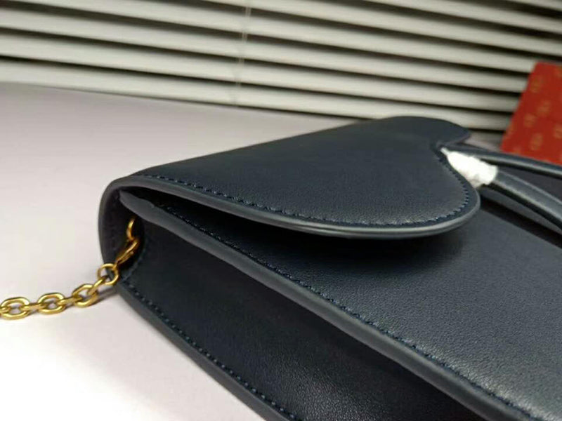 DIOR SADDLE CALFSKIN LEATHER CLUTCH DARK BLUE D66201