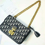 DIOR DIORADDICT FLAP CANVAS GOLD HARDWARE BLACK D100694