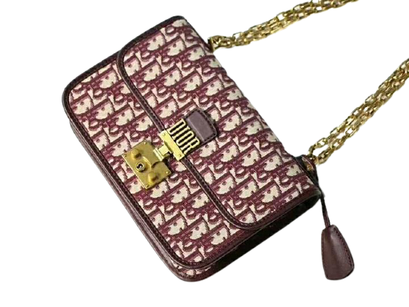 DIOR DIORADDICT FLAP CANVAS GOLD HARDWARE BURGUNDY D1006941