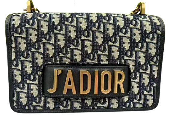 DIOR J'ADIOR FLAP CANVAS GOLD HARDWARE BLACK D1005030