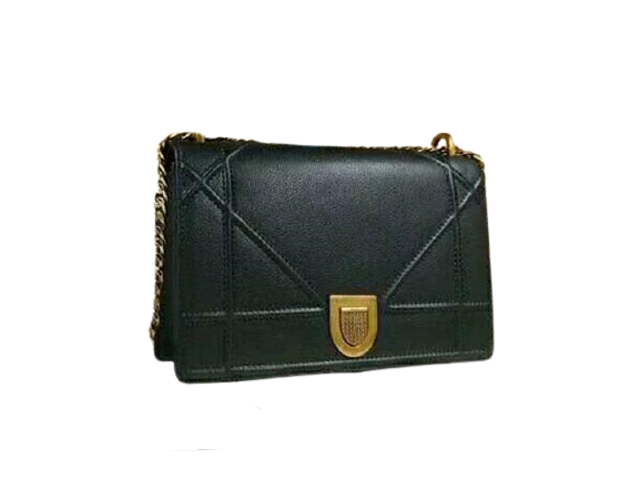 DIOR DIORAMA CALFSKIN AGED GOLD HARDWARE BAG BLACK D1771