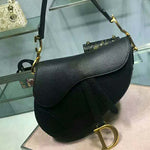 DIOR SADDLE CALFSKIN BAG GOLD HARDWARE BLACK M0446L