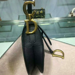 DIOR SADDLE CALFSKIN BAG GOLD HARDWARE BLACK M0446L