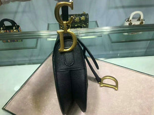 DIOR SADDLE CALFSKIN BAG GOLD HARDWARE BLACK M0446L