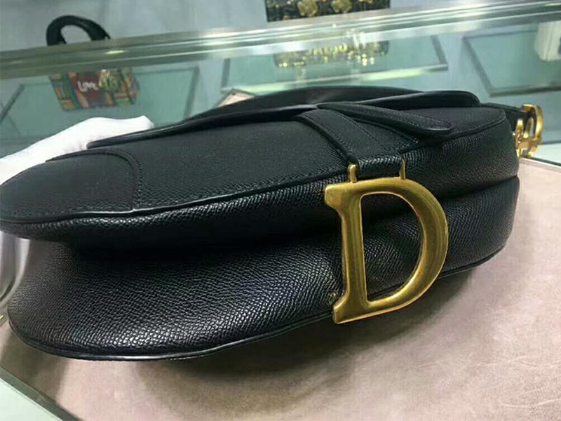 DIOR SADDLE CALFSKIN BAG GOLD HARDWARE BLACK M0446L