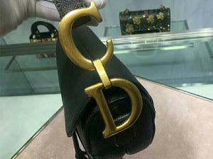 DIOR SADDLE CALFSKIN BAG GOLD HARDWARE BLACK M0446L