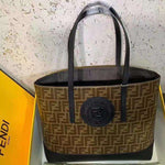 FENDI FABRIC FF SHOPPING TOTE BAG BLACK F041