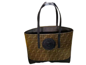 FENDI FABRIC FF SHOPPING TOTE BAG BLACK F041