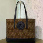 FENDI FABRIC FF SHOPPING TOTE BAG BLACK F041