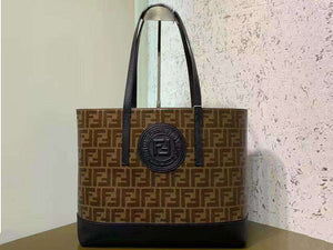 FENDI FABRIC FF SHOPPING TOTE BAG BLACK F041