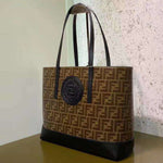 FENDI FABRIC FF SHOPPING TOTE BAG BLACK F041