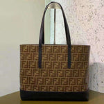 FENDI FABRIC FF SHOPPING TOTE BAG BLACK F041