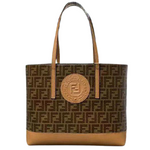 FENDI FABRIC FF SHOPPING TOTE BAG CAMEL F0412