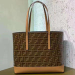 FENDI FABRIC FF SHOPPING TOTE BAG CAMEL F0412