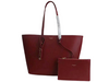 SAINT LAURENT LARGE LEATHER YSL SHOPPER TOTE BURGUNDY