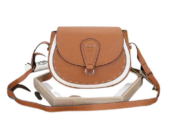 FENDI SADDLEBAG LEATHER SHOULDER BAG BROWN