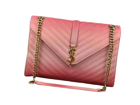 SAINT LAURENT YSL MONOGRAM SATCHEL IN PINK MATELASSE LEATHER