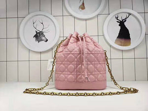 DIOR MISS DIOR LAMBSKIN BUCKET BAG PINK