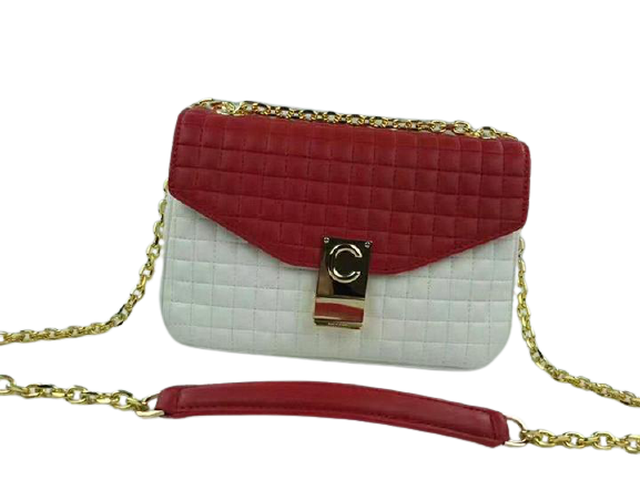 CELINE MEDIUM C BAG IN QUILTED CALFSKIN WHITE AND RED