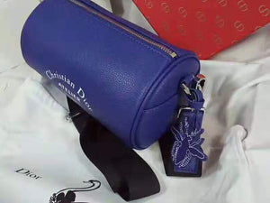 DIOR ROLLER POUCH IN DENIM GRAINED CALFSKIN BLUE