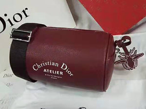 DIOR ROLLER POUCH IN DENIM GRAINED CALFSKIN BURGUNDY