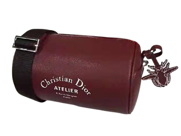 DIOR ROLLER POUCH IN DENIM GRAINED CALFSKIN BURGUNDY