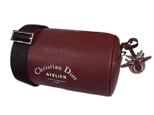 DIOR ROLLER POUCH IN DENIM GRAINED CALFSKIN BURGUNDY