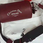 DIOR ROLLER POUCH IN DENIM GRAINED CALFSKIN BURGUNDY