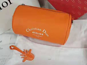 DIOR ROLLER POUCH IN DENIM GRAINED CALFSKIN ORANGE