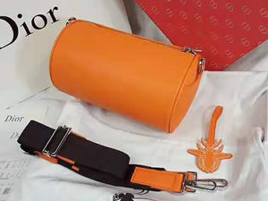 DIOR ROLLER POUCH IN DENIM GRAINED CALFSKIN ORANGE