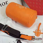 DIOR ROLLER POUCH IN DENIM GRAINED CALFSKIN ORANGE