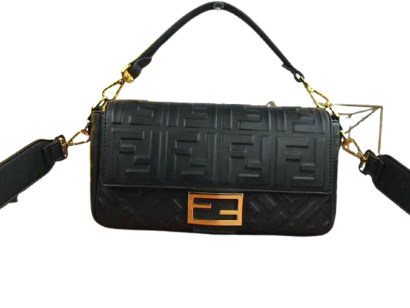 FENDI BAGUETTE LAMB LEATHER BLACK