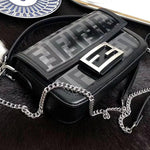 FENDI SMALL BAGUETTE BAG IN PU BLACK