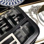 FENDI SMALL BAGUETTE BAG IN PU BLACK