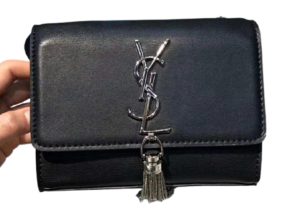 SAINT LAURENT KATE CHAIN WALLET CALFSKIN LEATHER BLACK