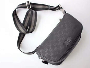 GUCCI GG GUCCISSIMA FANNY PACK WAIST SLING BAG BLACK