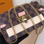 LOUIS VUITTON DAMIER CANVAS EBENE VAVIN CHAIN WALLET CREME N60237