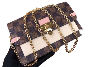 LOUIS VUITTON DAMIER CANVAS EBENE VAVIN CHAIN WALLET CREME N60237