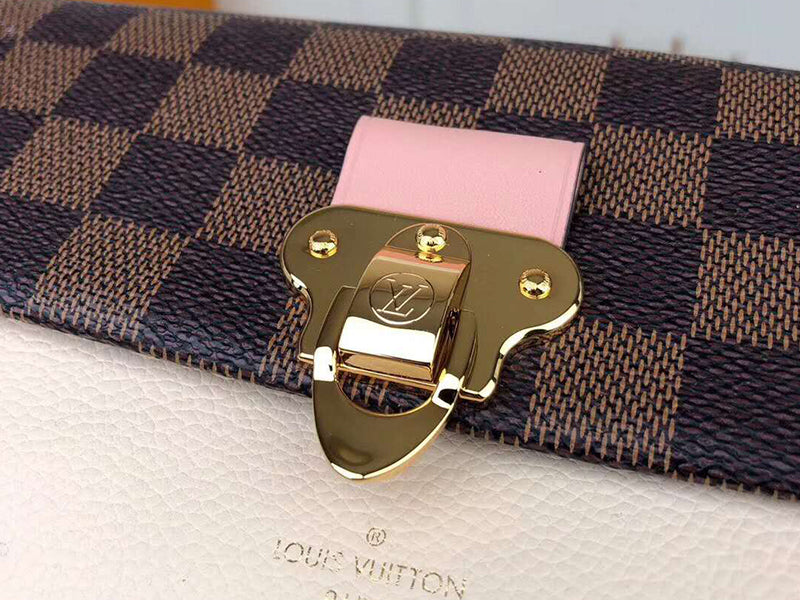 LOUIS VUITTON DAMIER CANVAS EBENE VAVIN CHAIN WALLET CREME N60237