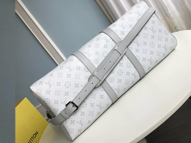 LOUIS VUITTON MONOGRAM CANVAS KEEPALL BANDOULIÈRE 50 WHITE M44643