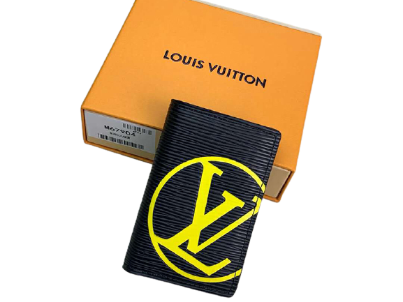 LOUIS VUITTON EPI LEATHER POCKET ORGANIZER BLACK WITH YELLOW INITIALS M67904