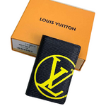 LOUIS VUITTON EPI LEATHER POCKET ORGANIZER BLACK WITH YELLOW INITIALS M67904