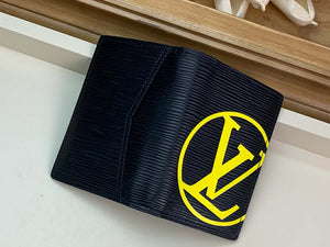 LOUIS VUITTON EPI LEATHER POCKET ORGANIZER BLACK WITH YELLOW INITIALS M67904