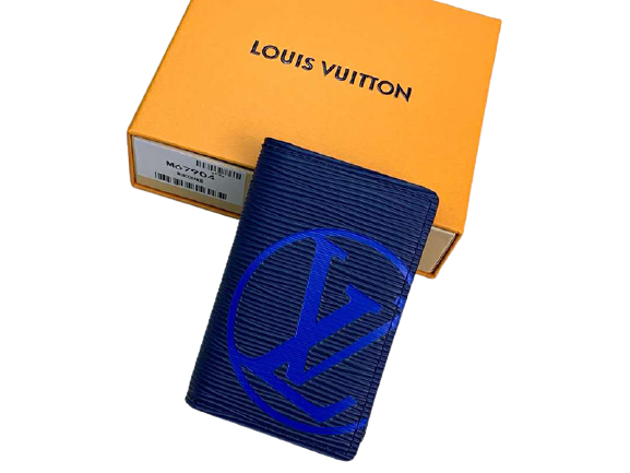 LOUIS VUITTON EPI LEATHER POCKET ORGANIZER NAVY BLUE WITH BLUE INITIALS M67904