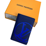 LOUIS VUITTON EPI LEATHER POCKET ORGANIZER NAVY BLUE WITH BLUE INITIALS M67904