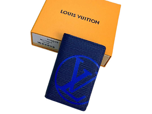 LOUIS VUITTON EPI LEATHER POCKET ORGANIZER NAVY BLUE WITH BLUE INITIALS M67904