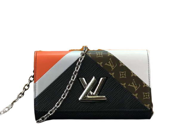 LOUIS VUITTON EPI LEATHER TWIST CHAIN WALLET BLACK TAN M60998